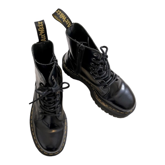 Dr. Martens Polished Black Jadon Platform Boots L8M7 - Picture 2 of 11